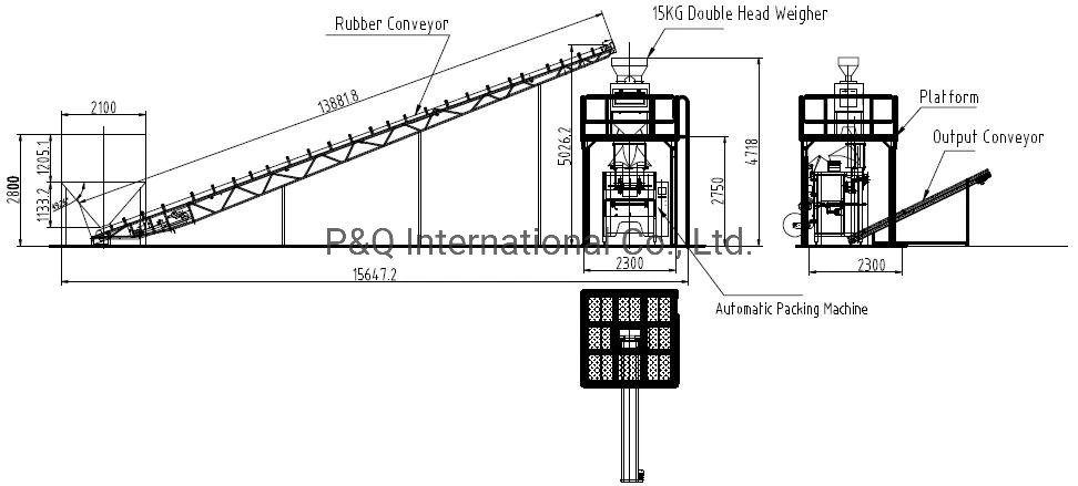 25kg River Sand/Stone Automatic Vffs Packing Machine with Rubber Conveyor